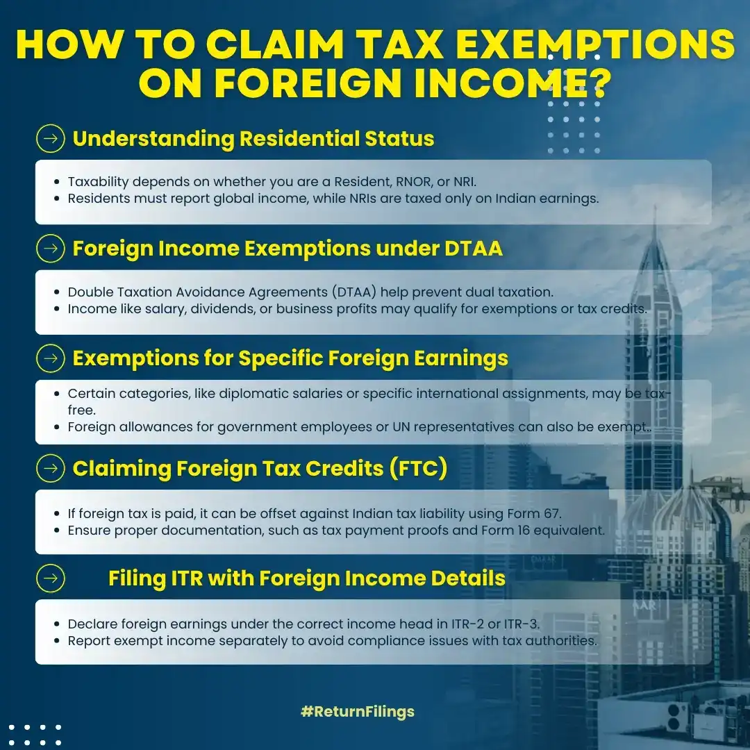 Step-by-step guide for Indian taxpayers to claim tax exemptions and credits on foreign income under DTAA