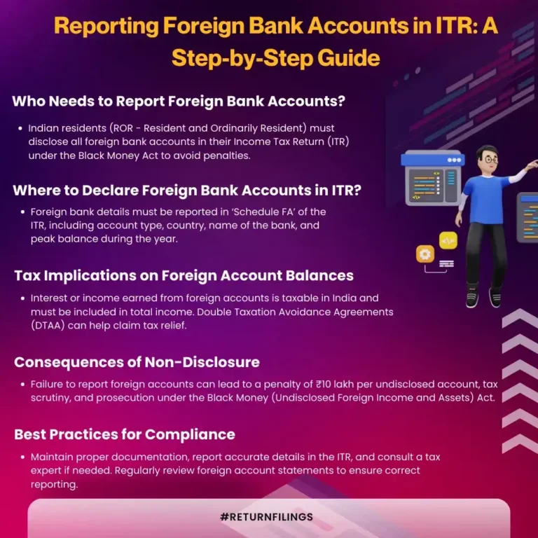 Step-by-step guide for Indian residents to report foreign bank accounts in Income Tax Return, including penalties and compliance tips